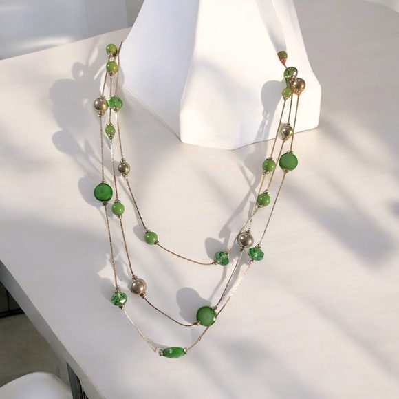 Nicole Miller Green Multi-Strand Beaded Necklace and Earring Set, NWT - Picture 3 of 5